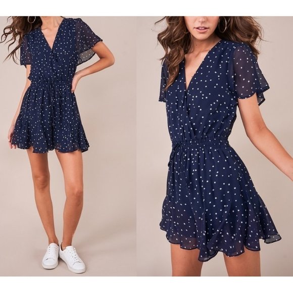 Romper Ruffle Chiffon - in Navy - Picture 1 of 5